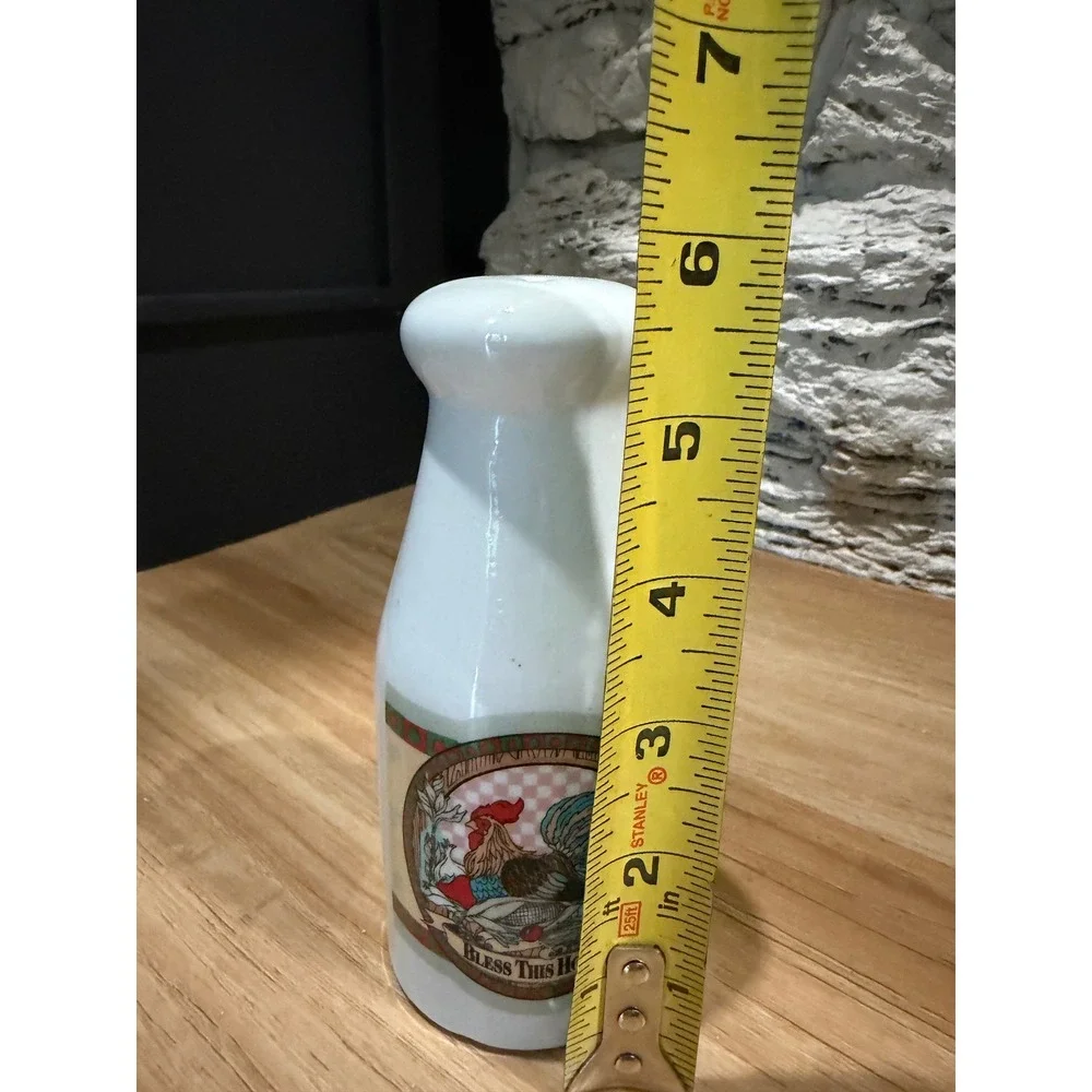 Vintage Bless This House Rooster Milk Bottle Ceramic Salt Pepper Shaker Single